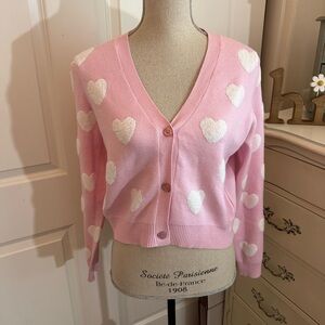 Pink and White Heart Cardigan